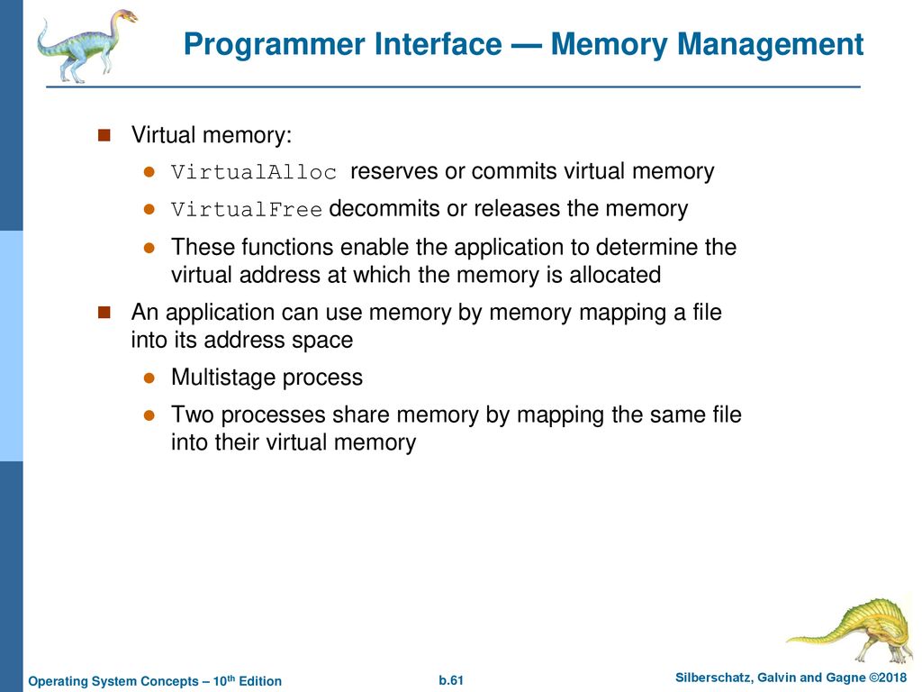 Programmer Interface — Memory Management