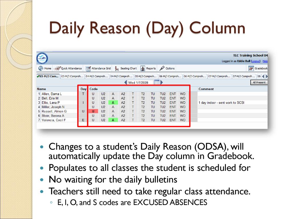Daily Reason (Day) Column