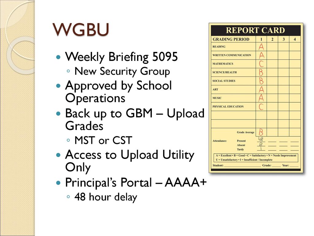WGBU Weekly Briefing 5095 Approved by School Operations
