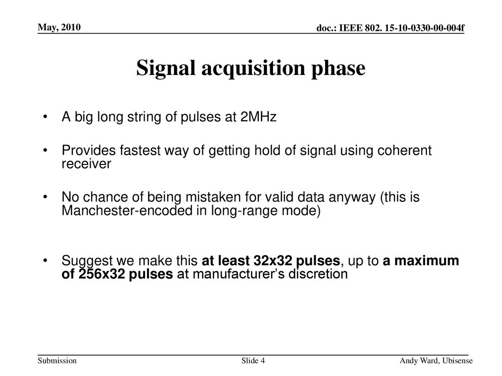 Signal acquisition phase