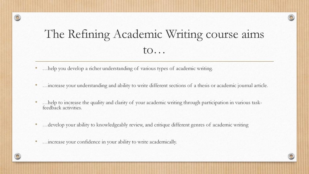 The Refining Academic Writing course aims to…