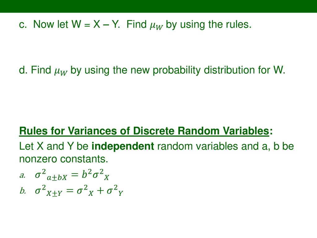Section 7 2 Rules For Random Variables Ppt Download