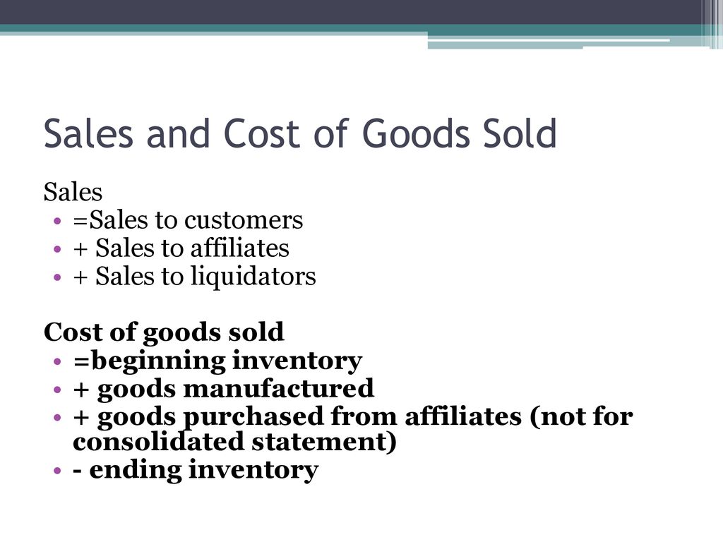 Sales and Cost of Goods Sold