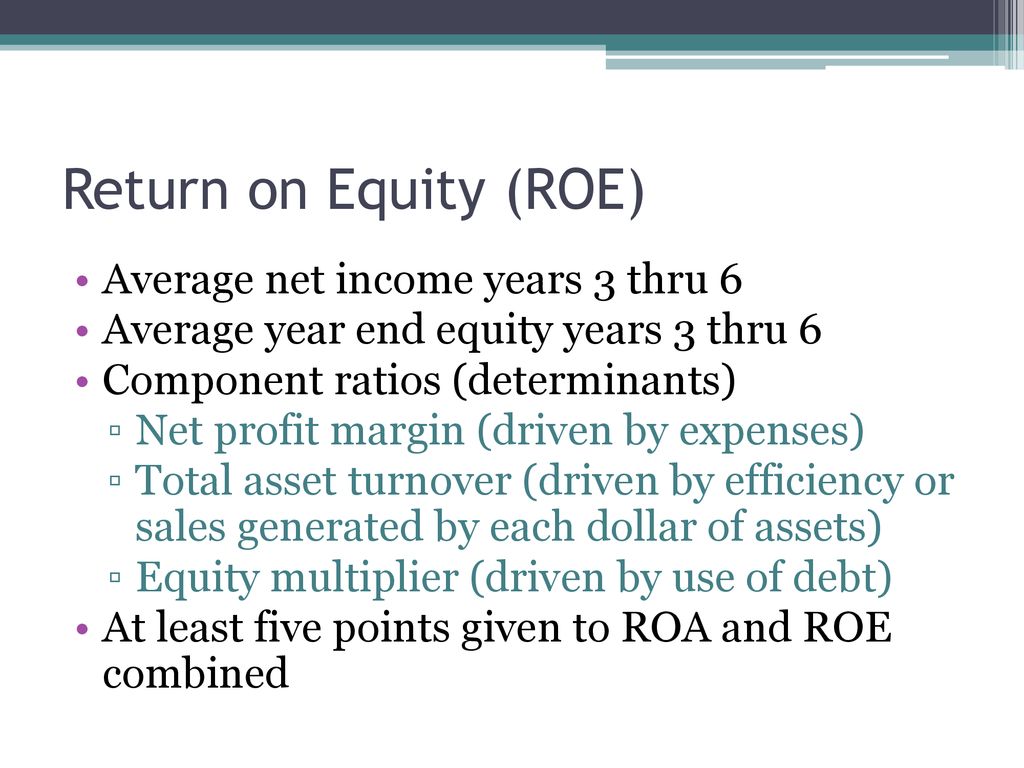 Return on Equity (ROE) Average net income years 3 thru 6