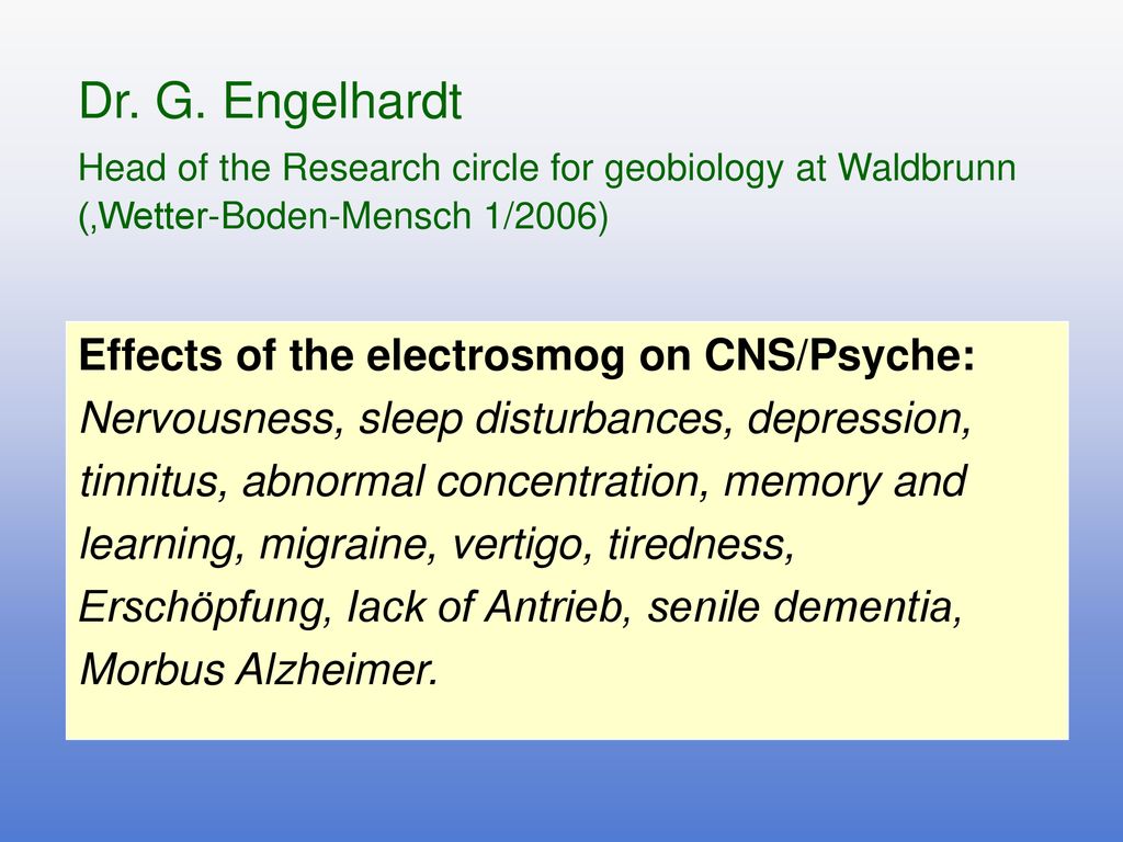 Effects of technical electrosmog on the human central nervous system - ppt  download