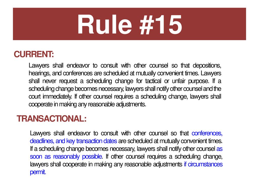 Rule #15 CURRENT: TRANSACTIONAL: