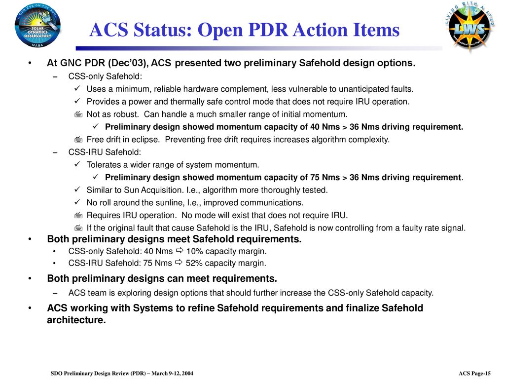 SDO ACS Subsystem Mission PDR - ppt download