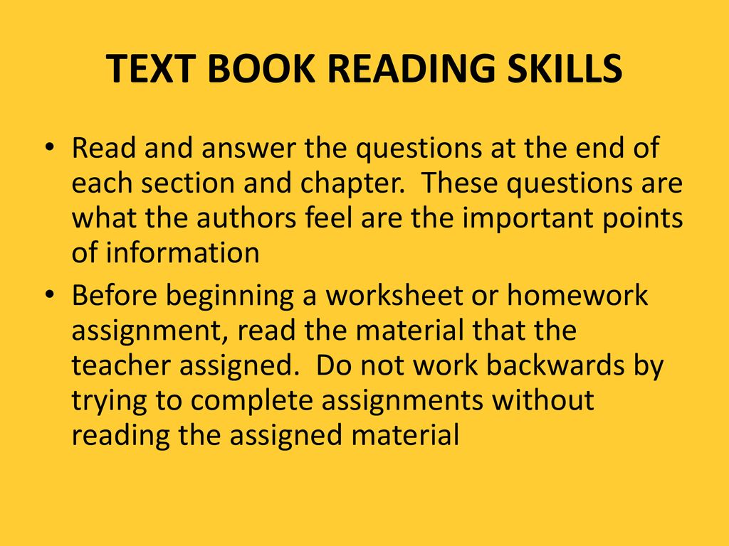 TEXT BOOK READING SKILLS - ppt download