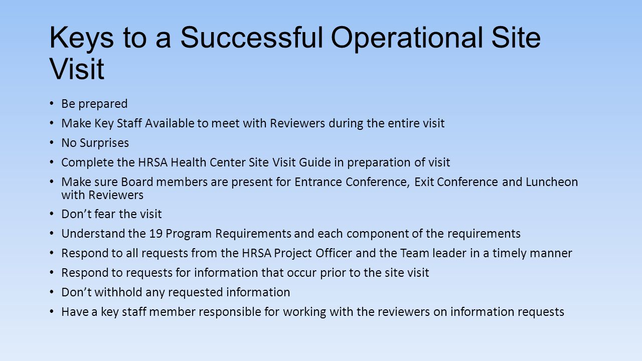 operational site visit guide hrsa