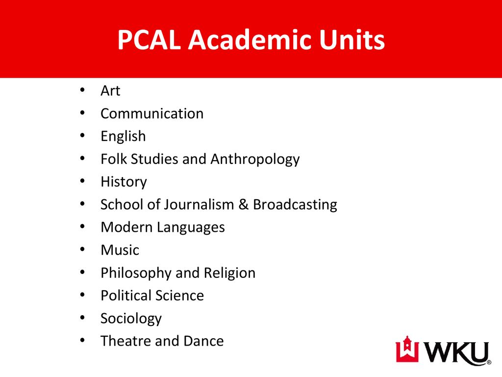 PCAL Academic Units Art Communication English