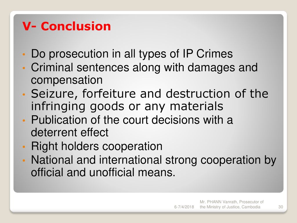 Do prosecution in all types of IP Crimes