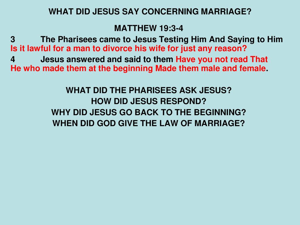 WHAT DOES THE BIBLE SAY ABOUT MARRIAGE? SOUTH WALTON CHURCH OF CHRIST ...