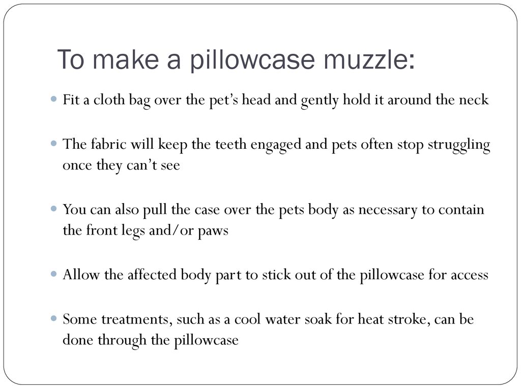 To make a pillowcase muzzle: