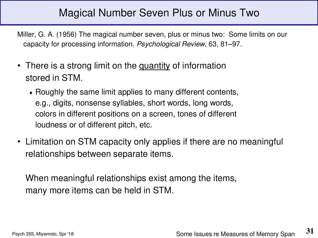 The Magical Number Seven, Plus Or Minus Two - How Memory Affects The  Perception Of Information - eLearning Industry