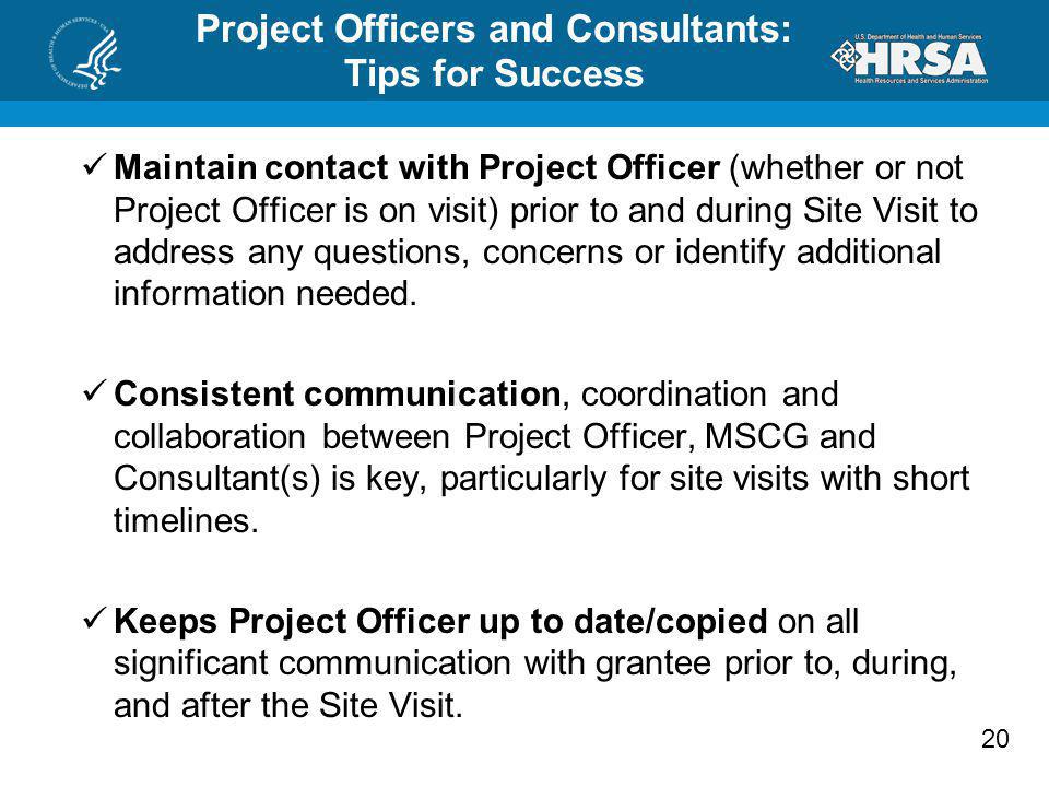 Project Officers and Consultants: Tips for Success