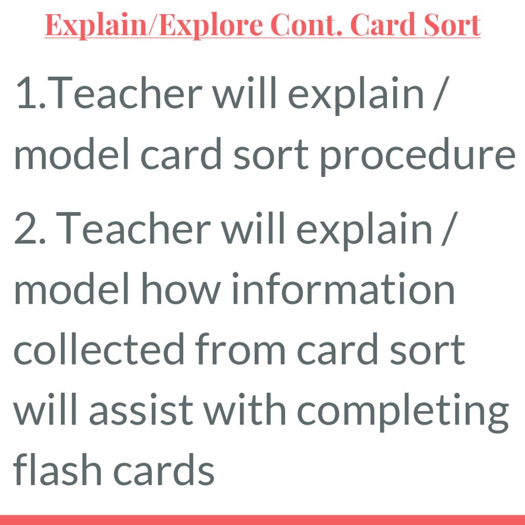 Explain/Explore Cont. Card Sort