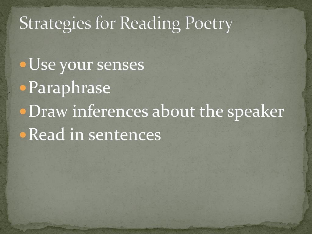 Strategies for Reading Poetry