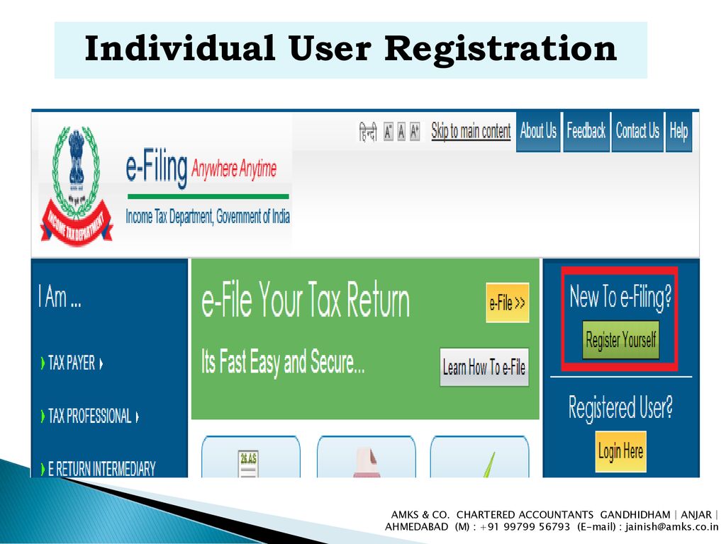 Individual User Registration ppt download Chartered Accountant Gandhidham