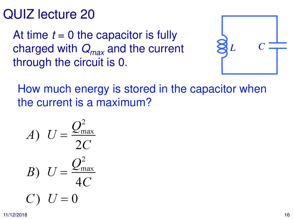 Lc Oscillations L C I Kirchoff S Loop Rule 11 12 Ppt Download