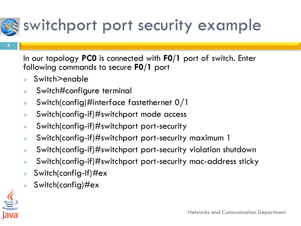 Net 412 (Practical Part) LAB 5-port security - ppt download