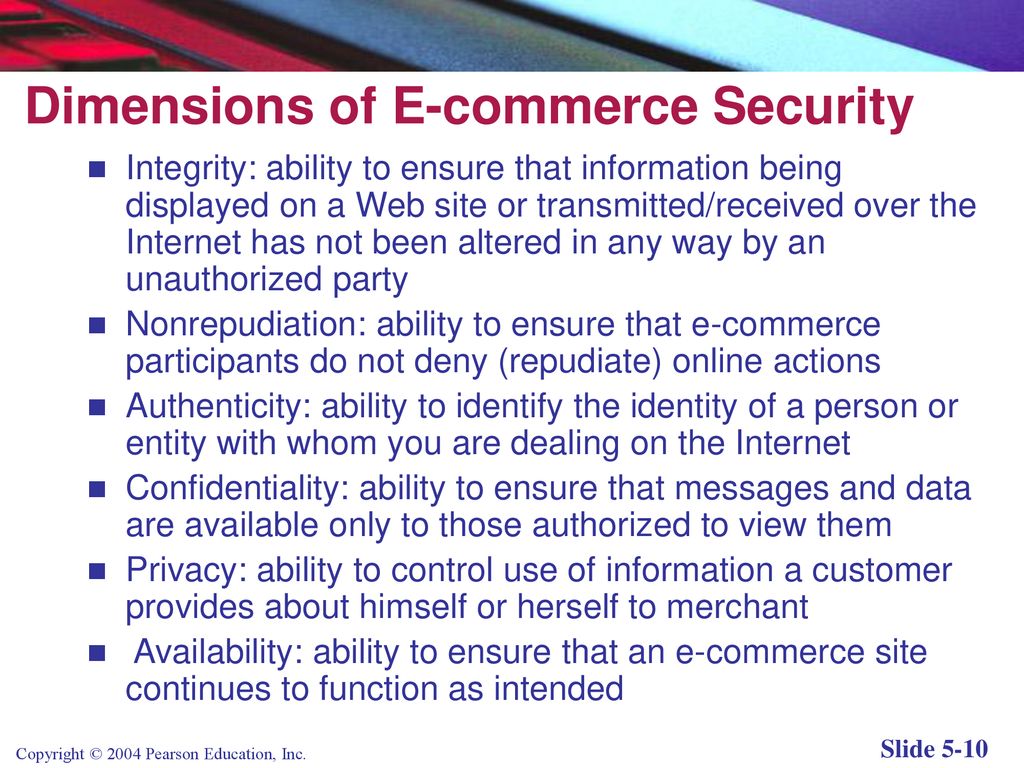 Dimensions of E-commerce Security