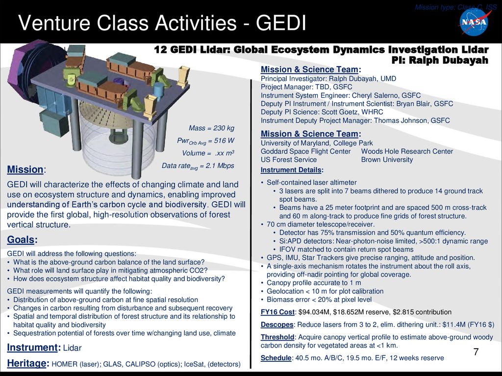 Venture Class Activities - GEDI