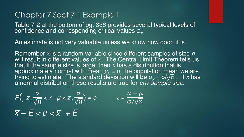 Chapter 7 Section 7 1 Statistics Estimation Ppt Download