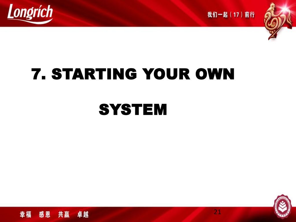 7. STARTING YOUR OWN SYSTEM