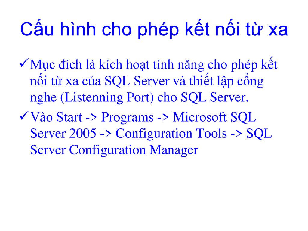 H ng d n c u h nh sql express tr n m ng n i b ppt download