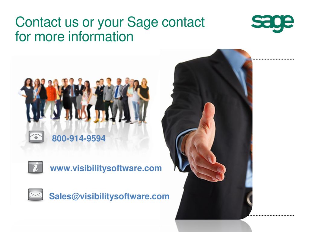 Contact us or your Sage contact for more information