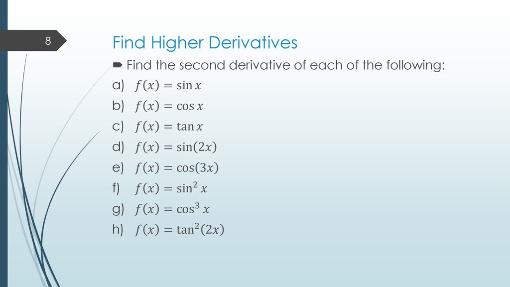 Differentiation With Trig Outcomes Ppt Download