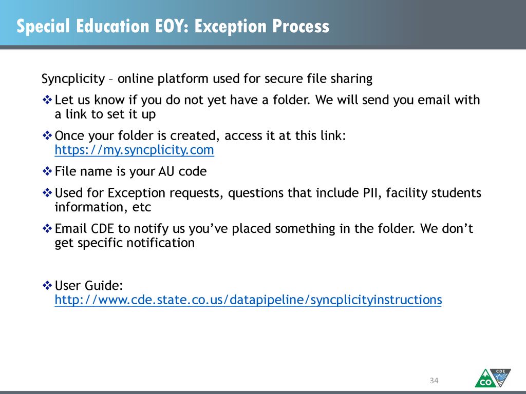 Special Education EOY: Exception Process
