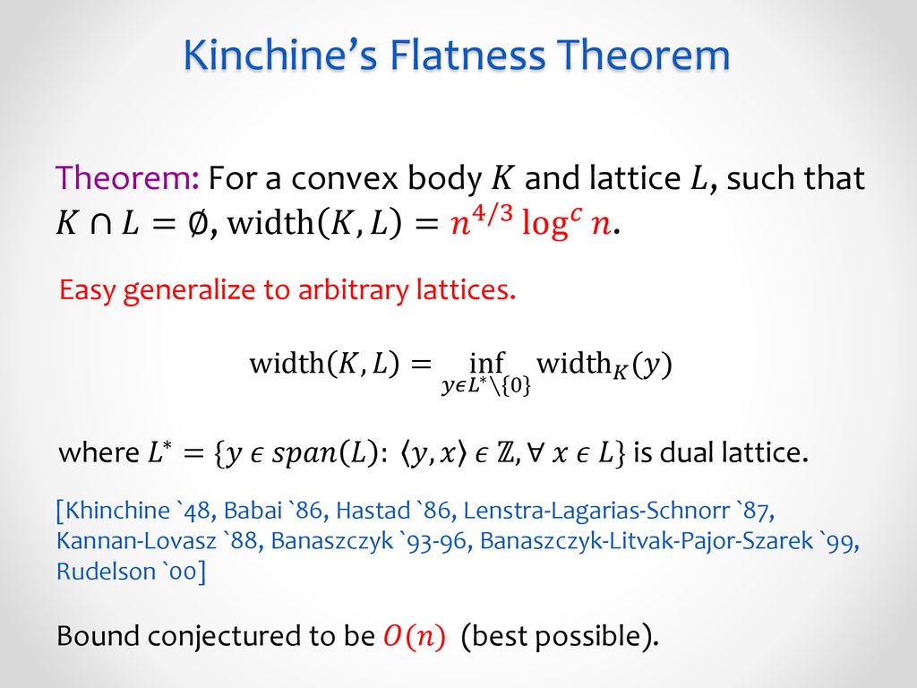 Transference Theorems In The Geometry Of Numbers Ppt Download