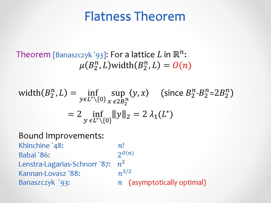 Transference Theorems In The Geometry Of Numbers Ppt Download