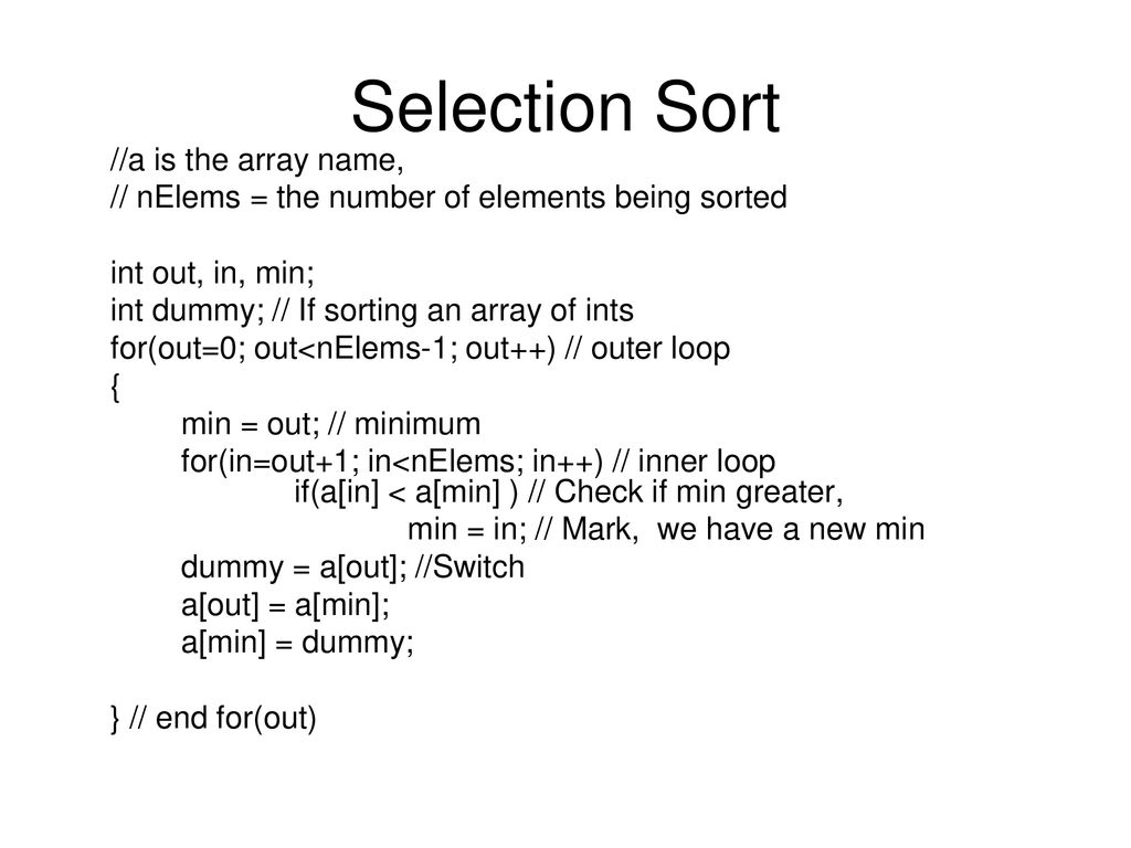 Array Review Selection Sort - ppt download