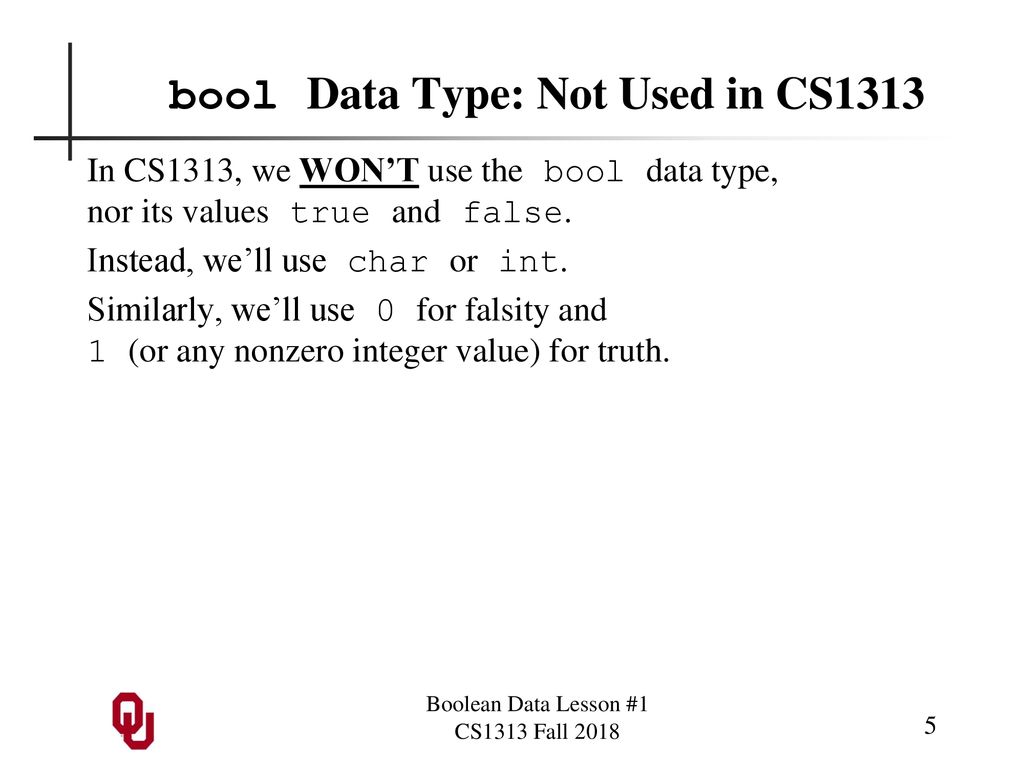 Boolean Data Lesson #1 Outline - ppt download