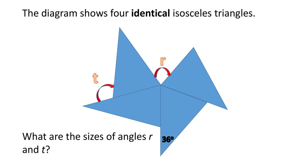 r t The diagram shows four identical isosceles triangles.