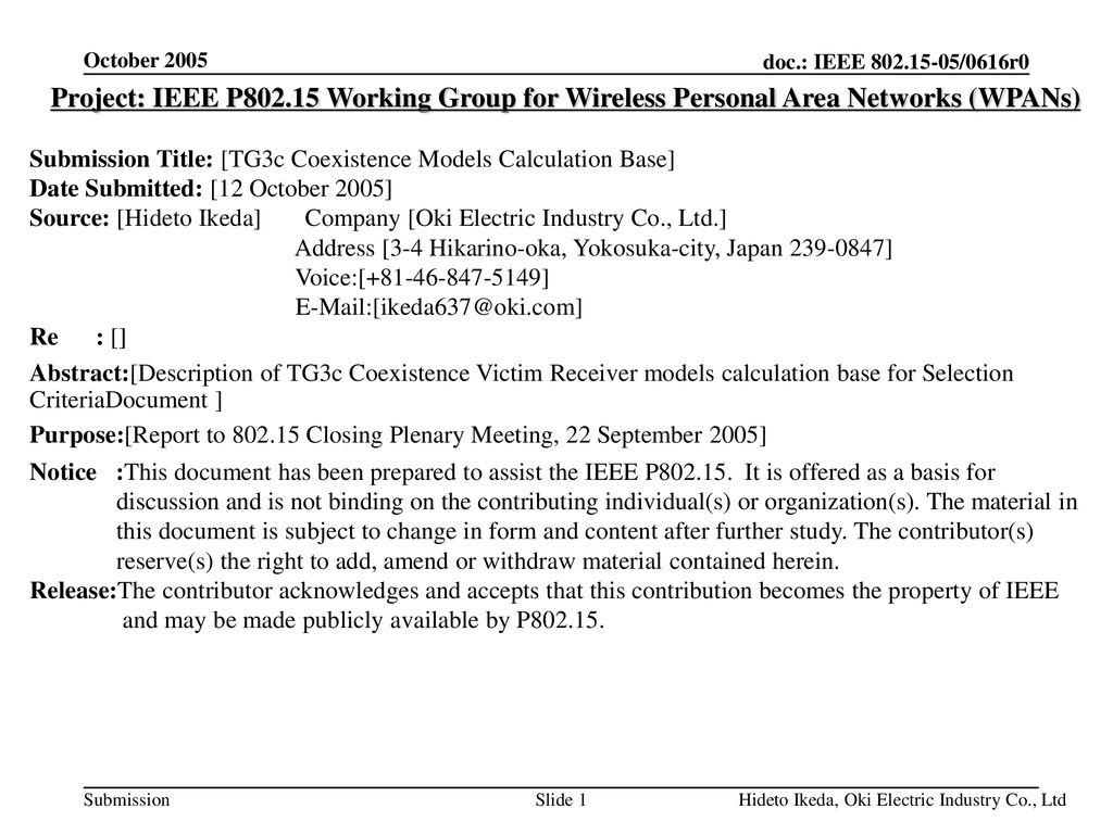 <month year> October Project: IEEE P Working Group for Wireless Personal Area Networks (WPANs)