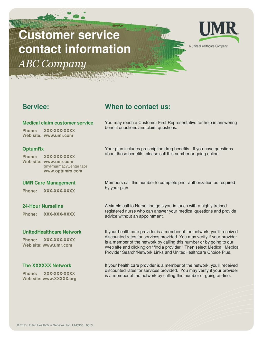 Customer service contact information abc company service when to