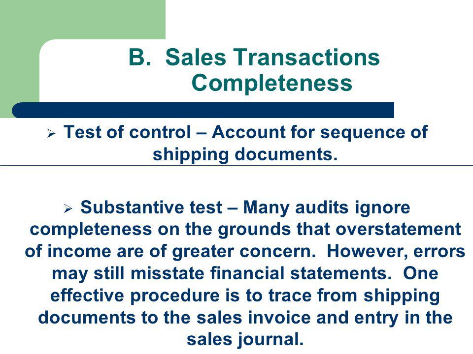 B. Sales Transactions Completeness