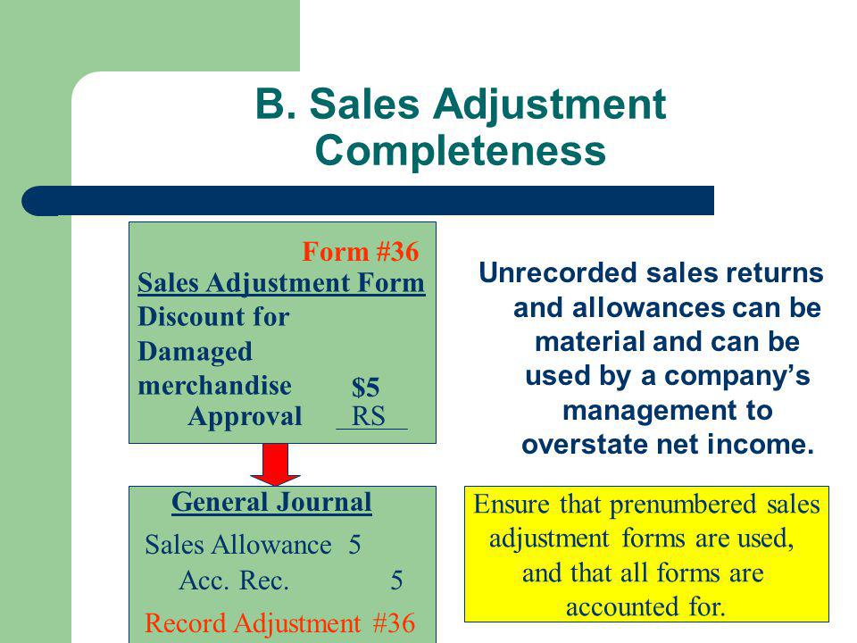 B. Sales Adjustment Completeness