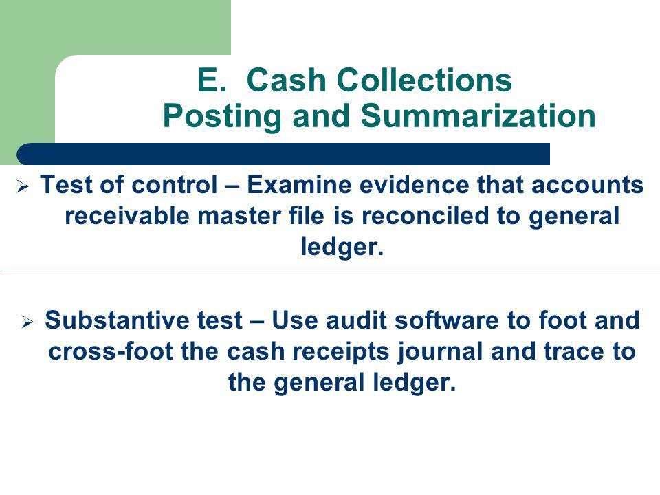 E. Cash Collections Posting and Summarization