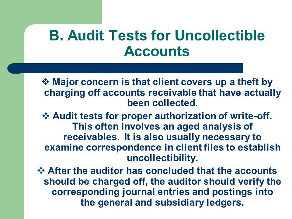B. Audit Tests for Uncollectible Accounts