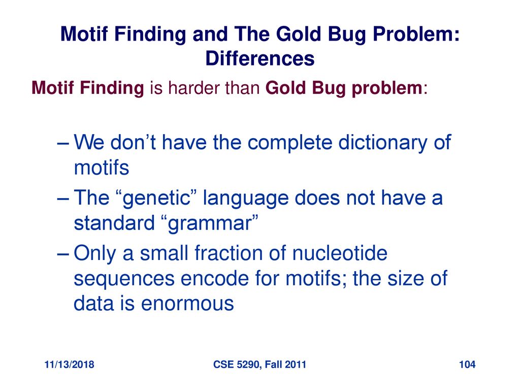 Motif Finding and The Gold Bug Problem: Differences