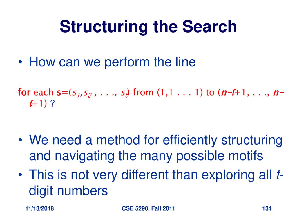 Structuring the Search