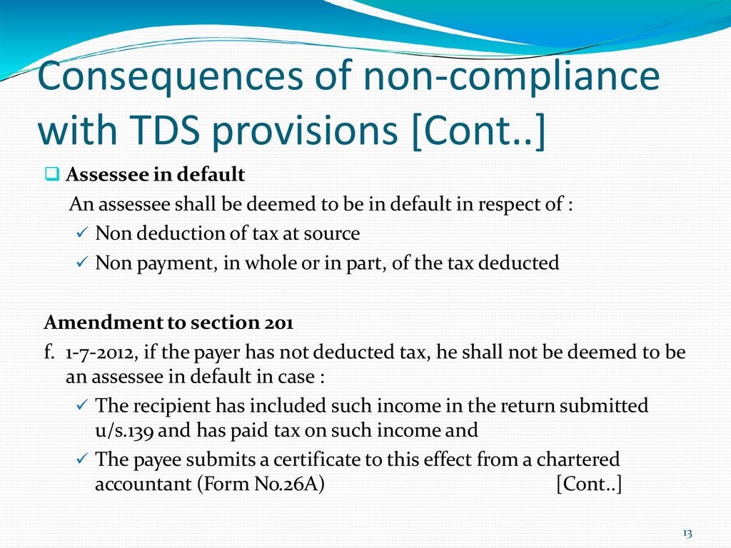Consequences of non-compliance with TDS provisions [Cont..]
