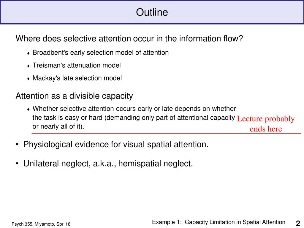 Early or late selective attention attentional capacity and spatial