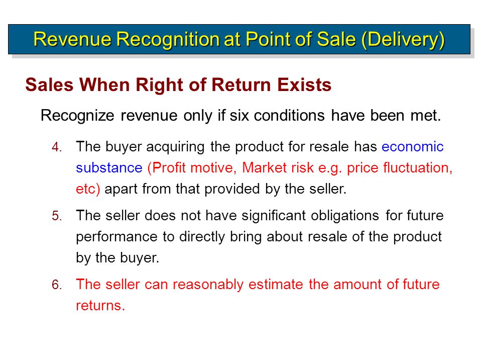 revenue recognition when right of return exists