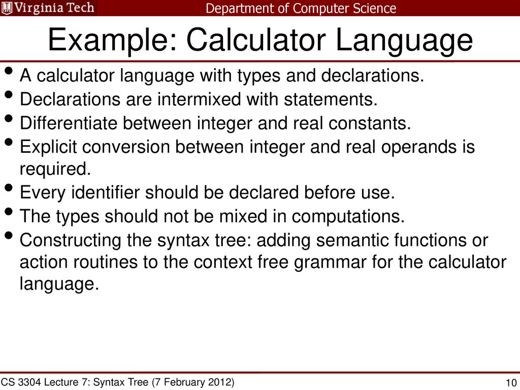 CS 3304 Comparative Languages - ppt download