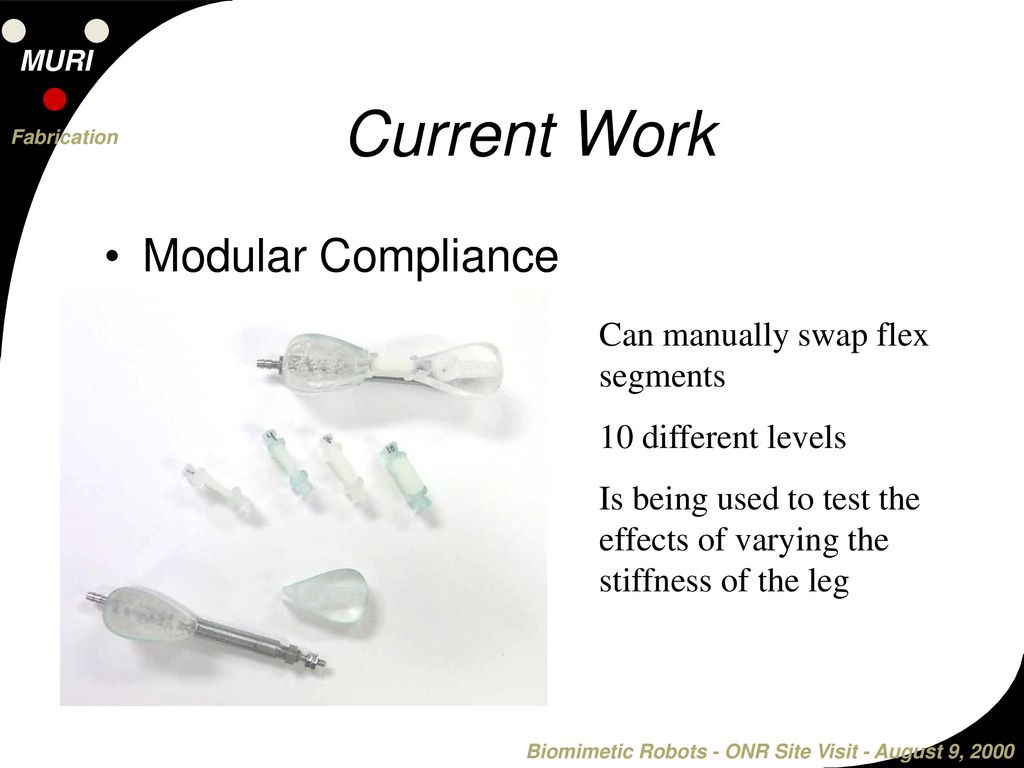 Current Work Modular Compliance Can manually swap flex segments